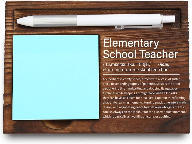 VYNWPDFLI Elementary School Teacher Gift, Funny & Inspirational Desk Organizer, Wooden Sticky Note Holder,LQQ83 - Image 1